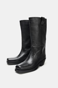نیم بوت زنانه چرم کابویی زارا – ZARA