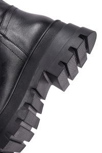 نیم بوت زنانه چرمی مشکی زیپ‌دار زیره‌ضخیم دری مد