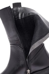 نیم بوت زنانه چرمی مشکی زیپ‌دار زیره‌ضخیم دری مد