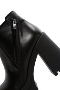 نیم بوت زنانه چرمی مشکی زیپ‌دار پاشنه‌بلند ضخیم دری مد