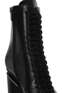 نیم بوت زنانه چرمی مشکی زیپ‌دار پاشنه‌بلند ضخیم دری مد