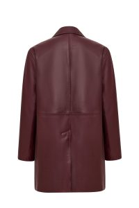 پالتو زنانه Emma چرم بوردو بلند دری مد