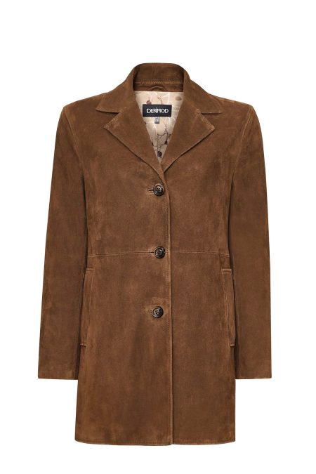 پالتو چرمی زنانه قهوه ای جیر Pamela دری مد