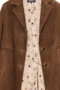 پالتو چرمی زنانه قهوه ای جیر Pamela دری مد