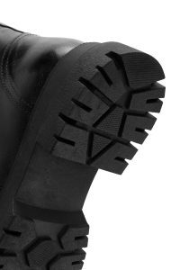 پوتین زنانه چرمی مشکی بندی زیپ‌دار دری مد