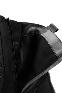 پوتین زنانه چرمی مشکی بندی زیپ‌دار دری مد