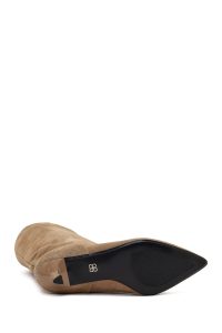 چکمه جیر زنانه بژ پاشنه نازک دری‌مد