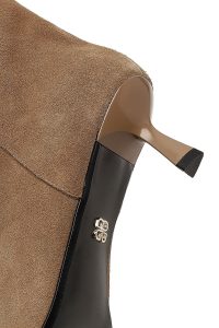 چکمه جیر زنانه بژ پاشنه نازک دری‌مد