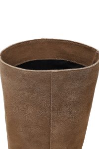 چکمه جیر زنانه بژ پاشنه نازک دری‌مد