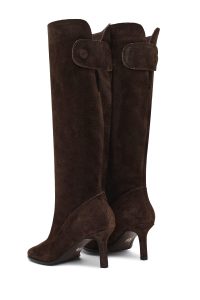 چکمه جیر زنانه قهوه‌ای پاشنه نازک دری‌مد