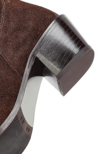 چکمه زنانه جیر قهوه‌ای کابوی پاشنه‌بلند ضخیم دری مد