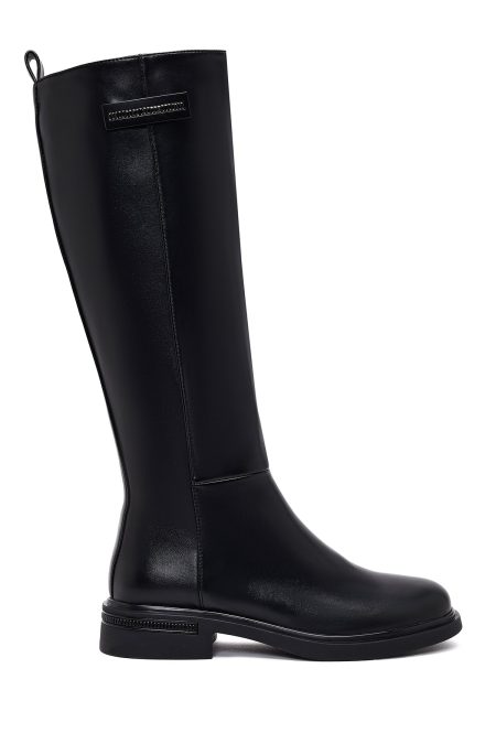 چکمه زنانه مشکی زیپ‌دار دری مد