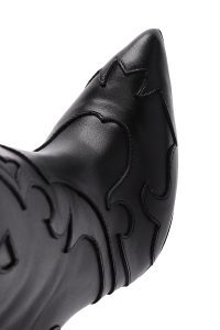 چکمه زنانه مشکی چرمی طرح‌دار پاشنه باریک دری مد