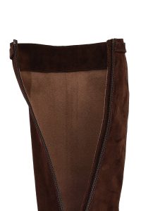 چکمه زنانه چرم جیر قهوه‌ای زیپ‌دار زیره‌ضخیم دری مد