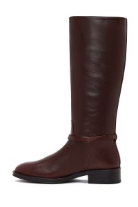 چکمه زنانه چرم قهوه‌ای اکسسوری‌دار دری مد