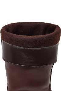 چکمه زنانه چرم قهوه‌ای اکسسوری‌دار دری مد