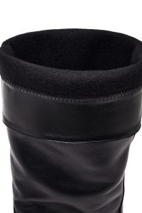 چکمه زنانه چرم مشکی اکسسوری‌دار دری مد