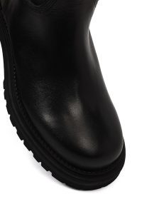 چکمه زنانه چرم مشکی زیره‌ضخیم دری مد