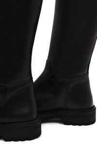 چکمه زنانه چرم مشکی زیره‌ضخیم دری مد