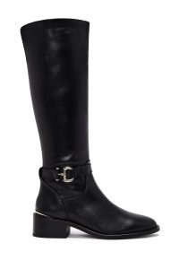 چکمه زنانه چرم مشکی زیپ‌دار دری مد