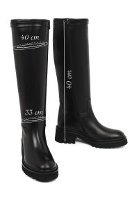 چکمه زنانه چرم مشکی زیپ‌دار زیره‌ضخیم دری مد