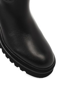 چکمه زنانه چرم مشکی زیپ‌دار زیره‌ضخیم دری مد