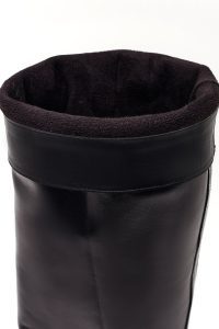 چکمه زنانه چرم مشکی پاشنه‌بلند ضخیم دری مد