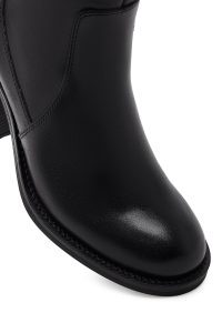 چکمه زنانه چرم مشکی پاشنه‌بلند ضخیم زیپ‌دار دری مد