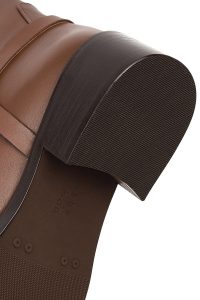 چکمه زنانه چرمی قهوه‌ای سگک‌دار دری مد