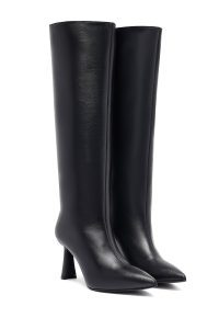 چکمه زنانه چرمی مشکی پاشنه‌دار دری مد