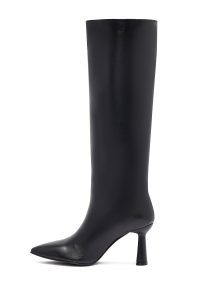 چکمه زنانه چرمی مشکی پاشنه‌دار دری مد