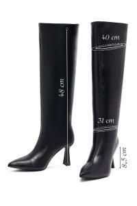 چکمه زنانه چرمی مشکی پاشنه‌دار دری مد