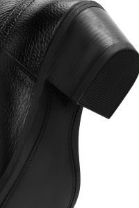 چکمه زنانه چرمی مشکی کابوی پاشنه‌بلند ضخیم دری مد