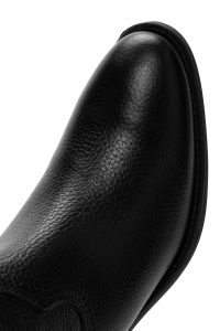 چکمه زنانه چرمی مشکی کابوی پاشنه‌بلند ضخیم دری مد