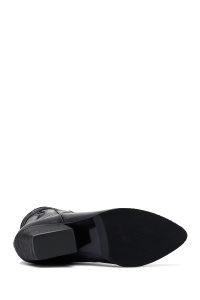 چکمه زنانه چرمی مشکی کابوی پاشنه‌کوتاه ضخیم دری مد