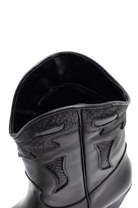 چکمه زنانه چرمی مشکی کابوی پاشنه‌کوتاه ضخیم دری مد