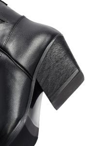 چکمه زنانه چرمی مشکی کابوی پاشنه‌کوتاه ضخیم دری مد