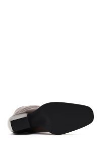 چکمه چرمی زنانه قهوه‌ای پاشنه ضخیم دری‌مد