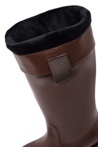 چکمه چرمی زنانه قهوه‌ای پاشنه ضخیم دری‌مد