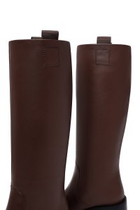 چکمه چرمی زنانه قهوه‌ای پاشنه ضخیم دری‌مد