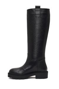 چکمه چرمی زنانه مشکی زیره ضخیم دری‌مد