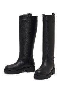 چکمه چرمی زنانه مشکی زیره ضخیم دری‌مد