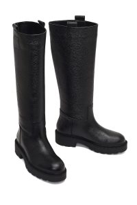 چکمه چرمی زنانه مشکی زیره ضخیم دری‌مد