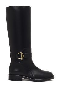 چکمه چرمی زنانه مشکی سگک‌دار دری‌مد