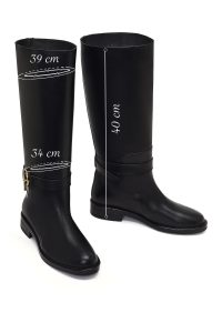 چکمه چرمی زنانه مشکی سگک‌دار دری‌مد