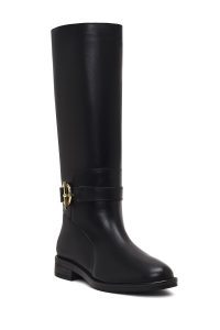 چکمه چرمی زنانه مشکی سگک‌دار دری‌مد