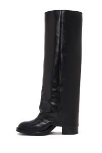 چکمه چرمی زنانه مشکی پاشنه ضخیم دری‌مد