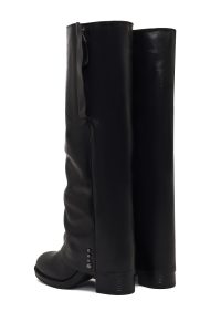 چکمه چرمی زنانه مشکی پاشنه ضخیم دری‌مد