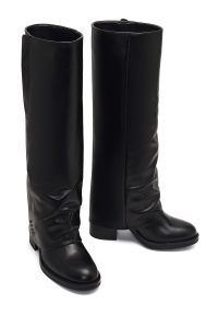 چکمه چرمی زنانه مشکی پاشنه ضخیم دری‌مد