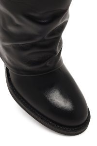 چکمه چرمی زنانه مشکی پاشنه ضخیم دری‌مد